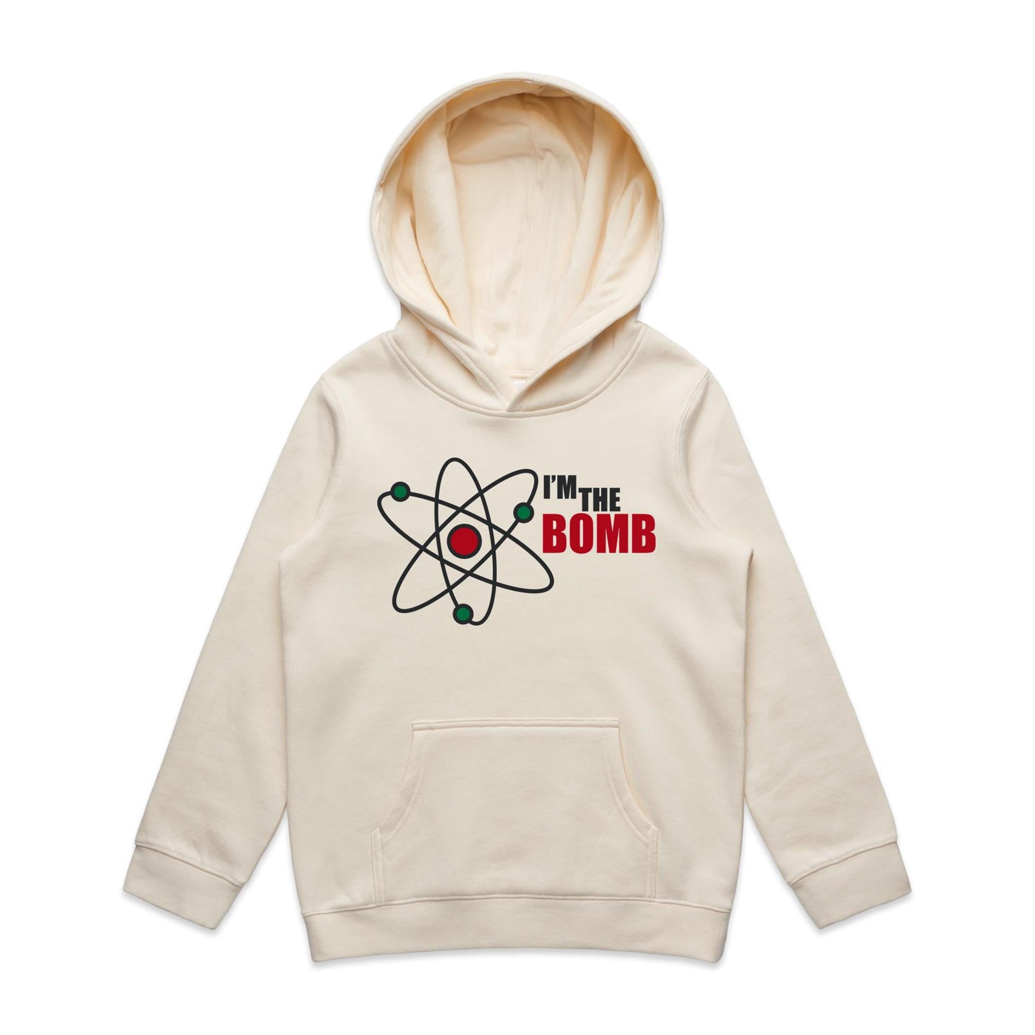 I'm The Bomb, Atom - Kids Hoodie Ecru Kids Hoodie Printed In Australia