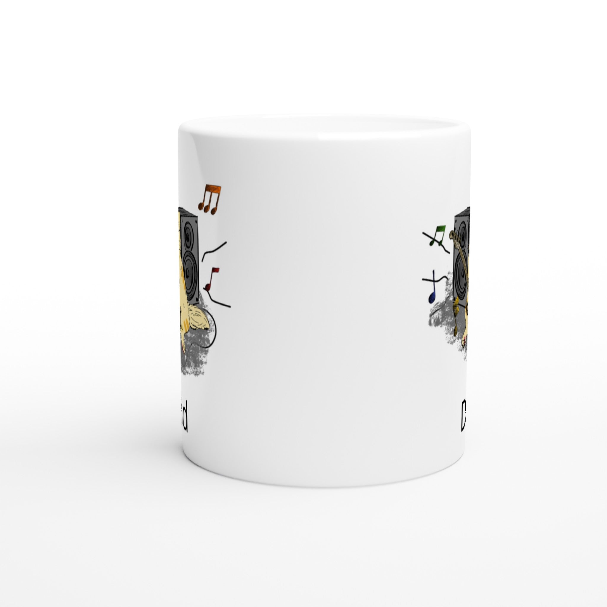 Personalise - Cat Bass Player - White 11oz Ceramic Mug Personalised 11oz Mug animal customise Globally Fulfilled Music personalise