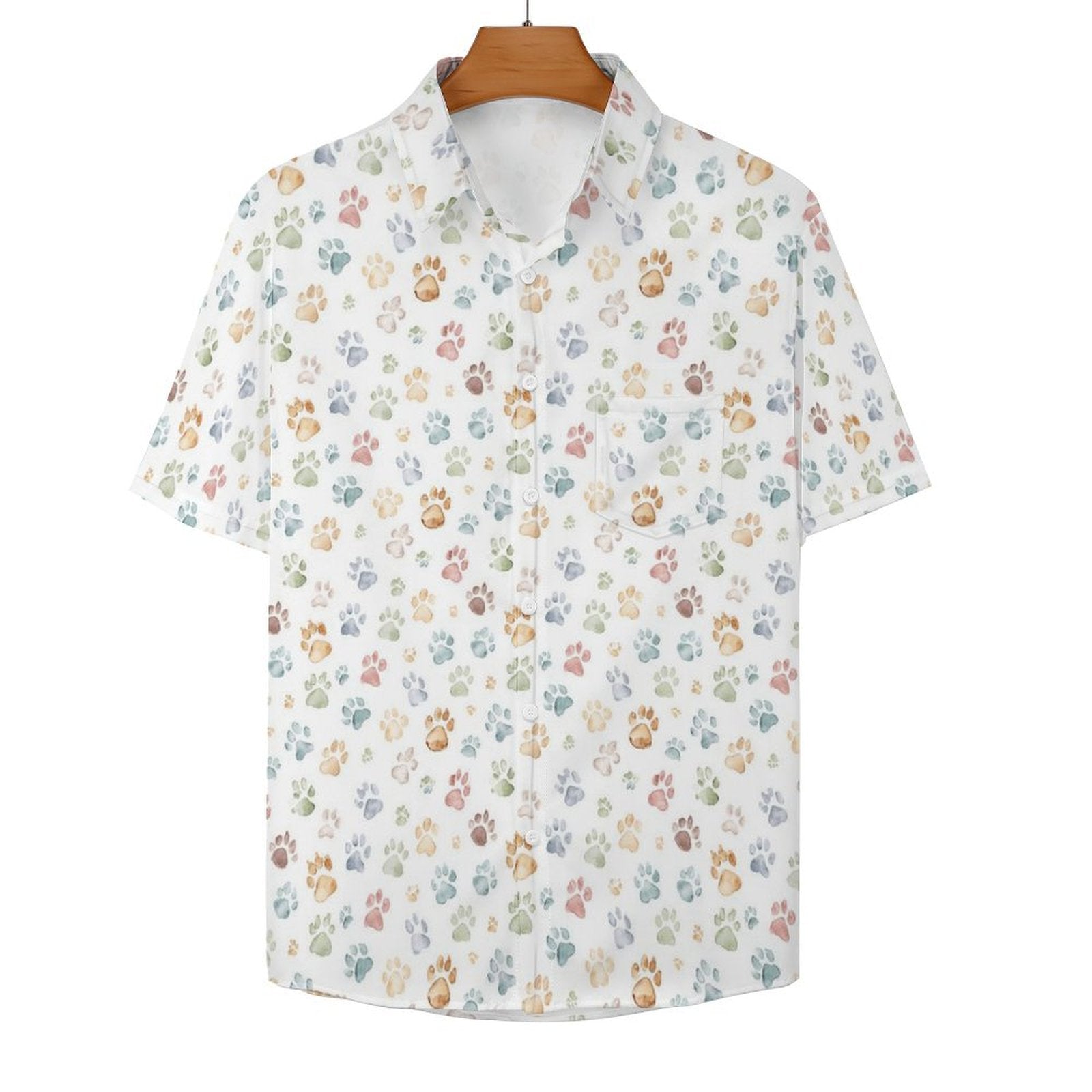 Paw Print Women's Short-Sleeve Button Up Shirt Women's Short-Sleeve Button Up Shirt animal Printed Offshore
