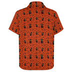 Halloween Black Cats Women's Short-Sleeve Button Up Shirt