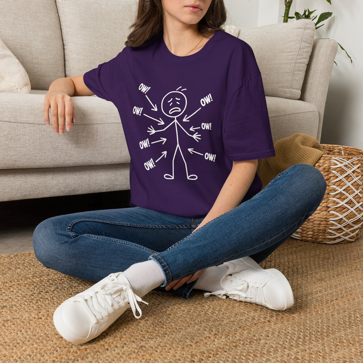 Ow! Everything Hurts Stick Figure Unisex T-Shirt Unisex Adult T-shirt Globally Fulfilled