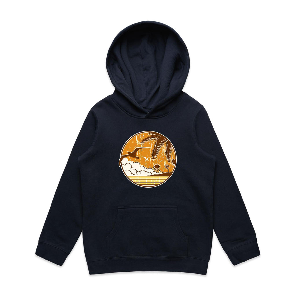 Tropical Days - Kids Hoodie Navy Kids Hoodie Printed In Australia