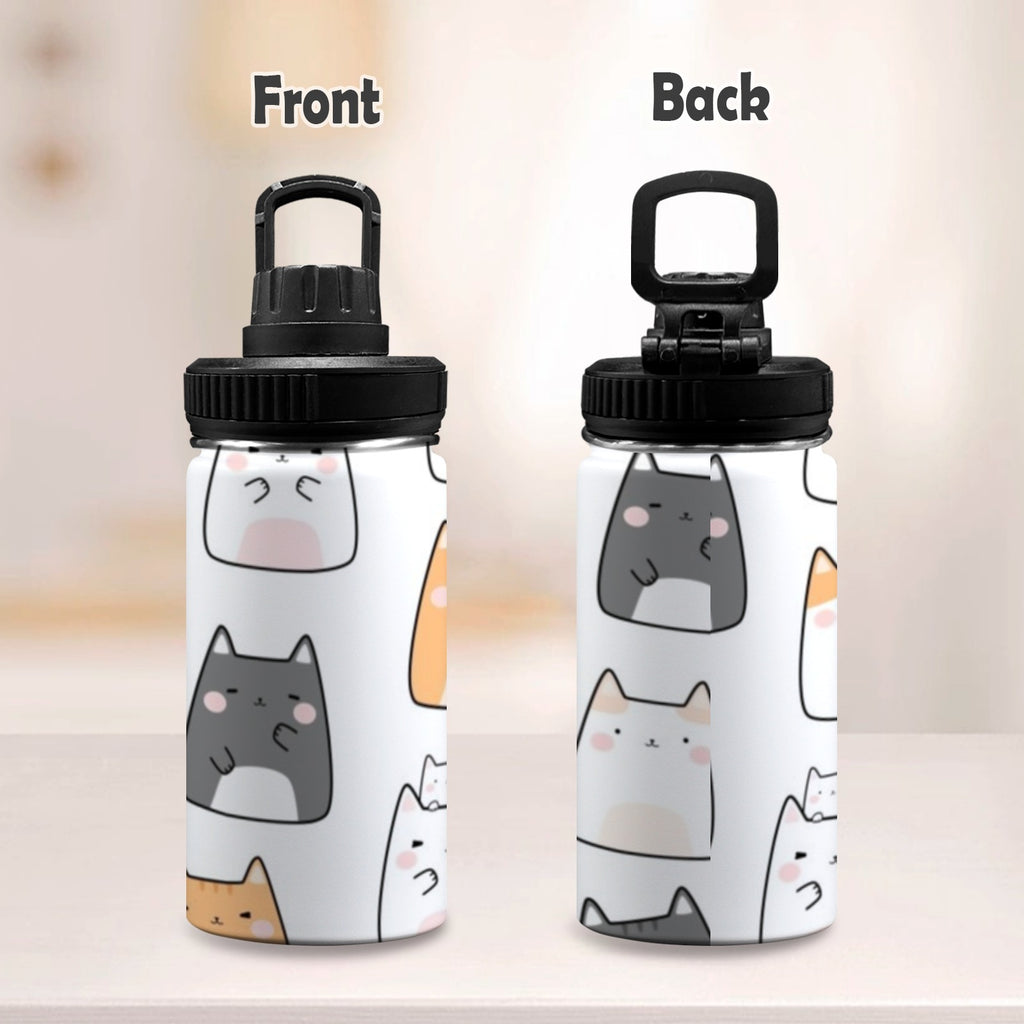 Cats - Kids Water Bottle with Chug Lid (12 oz) Kids Water Bottle with Chug Lid animal Printed Offshore
