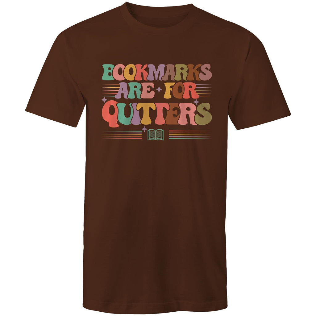 Bookmarks Are For Quitters - Mens T-Shirt Dark Chocolate Mens T-shirt Printed In Australia Reading