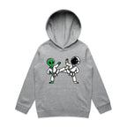 Alien And Astronaut Karate - Kids Hoodie Grey Marle Kids Hoodie Printed In Australia