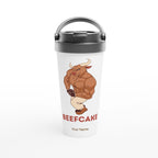 Personalised - Beefcake - White 15oz Stainless Steel Travel Mug Default Title Personalised Travel Mug Fitness Globally Fulfilled