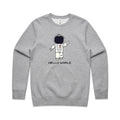 Astronaut, Hello World AS Colour Stencil Crew Sweatshirt Unisex Grey Marle Sweatshirt Printed In Australia Space