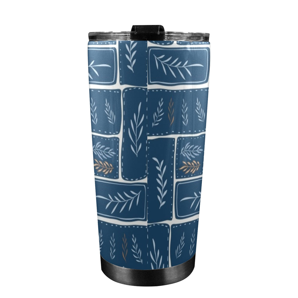Leaf Tiles - 20oz Mobile Tumbler with Lid (Black Lock) 20oz Travel Mug Plants Printed Offshore