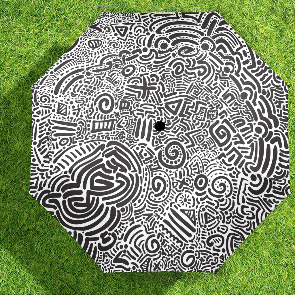 Black And White - Semi-Automatic Foldable Umbrella (Model U12) Semi-Automatic Foldable Umbrella (U12)