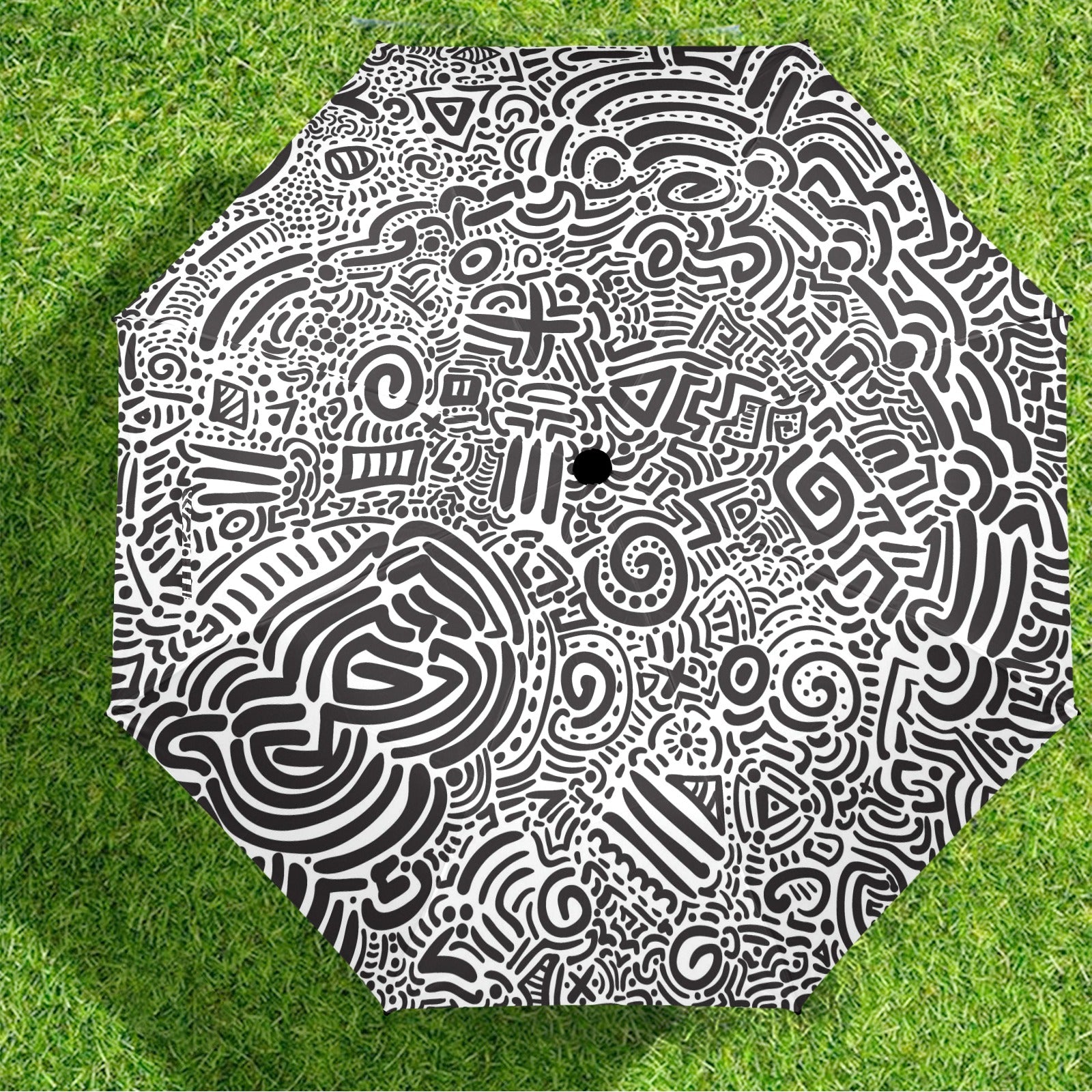 Black And White - Semi-Automatic Foldable Umbrella (Model U12) Semi-Automatic Foldable Umbrella (U12)