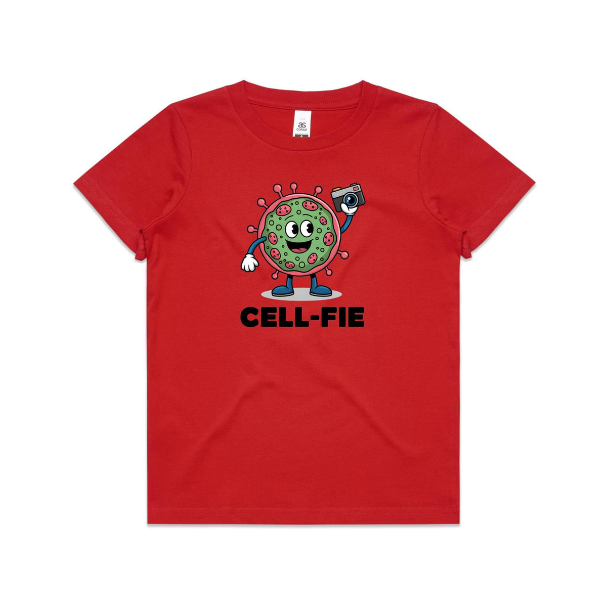 Cell-fie Cell Selfie Kids AS Colour T-shirt Red Kids Youth T-shirt Printed In Australia Science