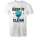 Earth, Just Keep It Clean - Mens T-Shirt White Mens T-shirt Environment Printed In Australia