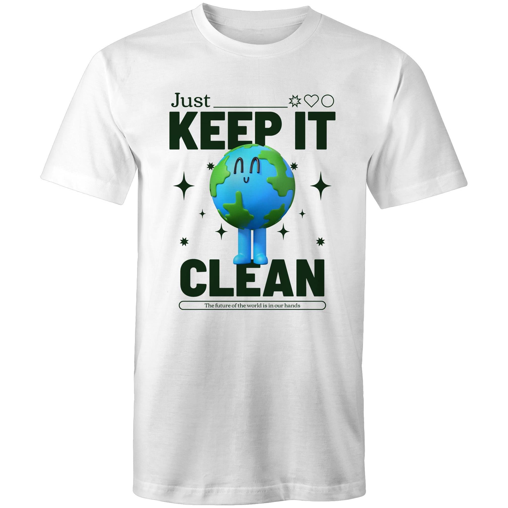 Earth, Just Keep It Clean - Mens T-Shirt White Mens T-shirt Environment Printed In Australia