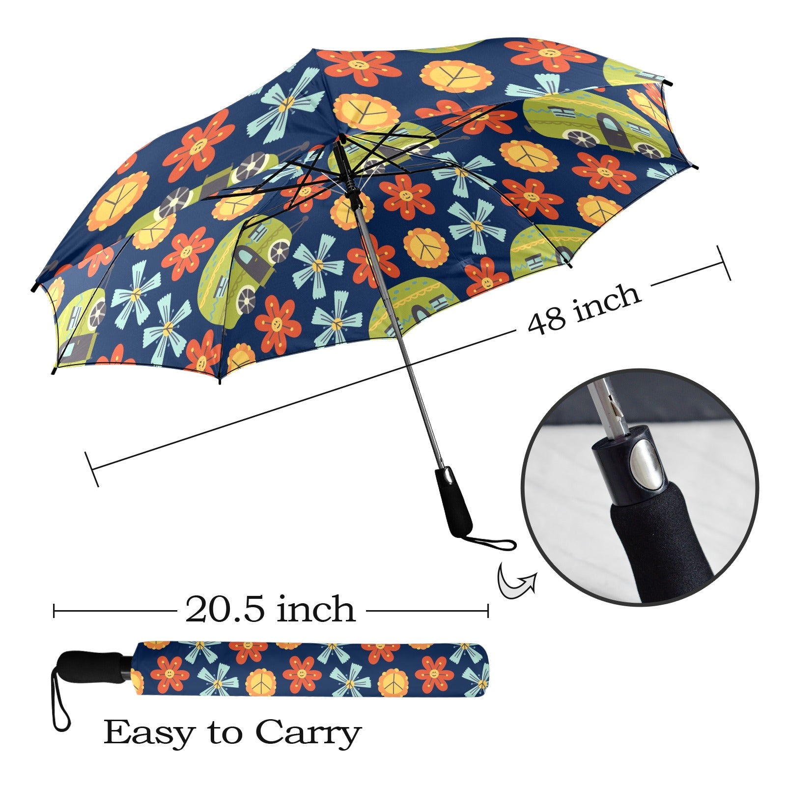 Hippy Caravan - Semi-Automatic Foldable Umbrella (Model U12) Semi-Automatic Foldable Umbrella (U12)