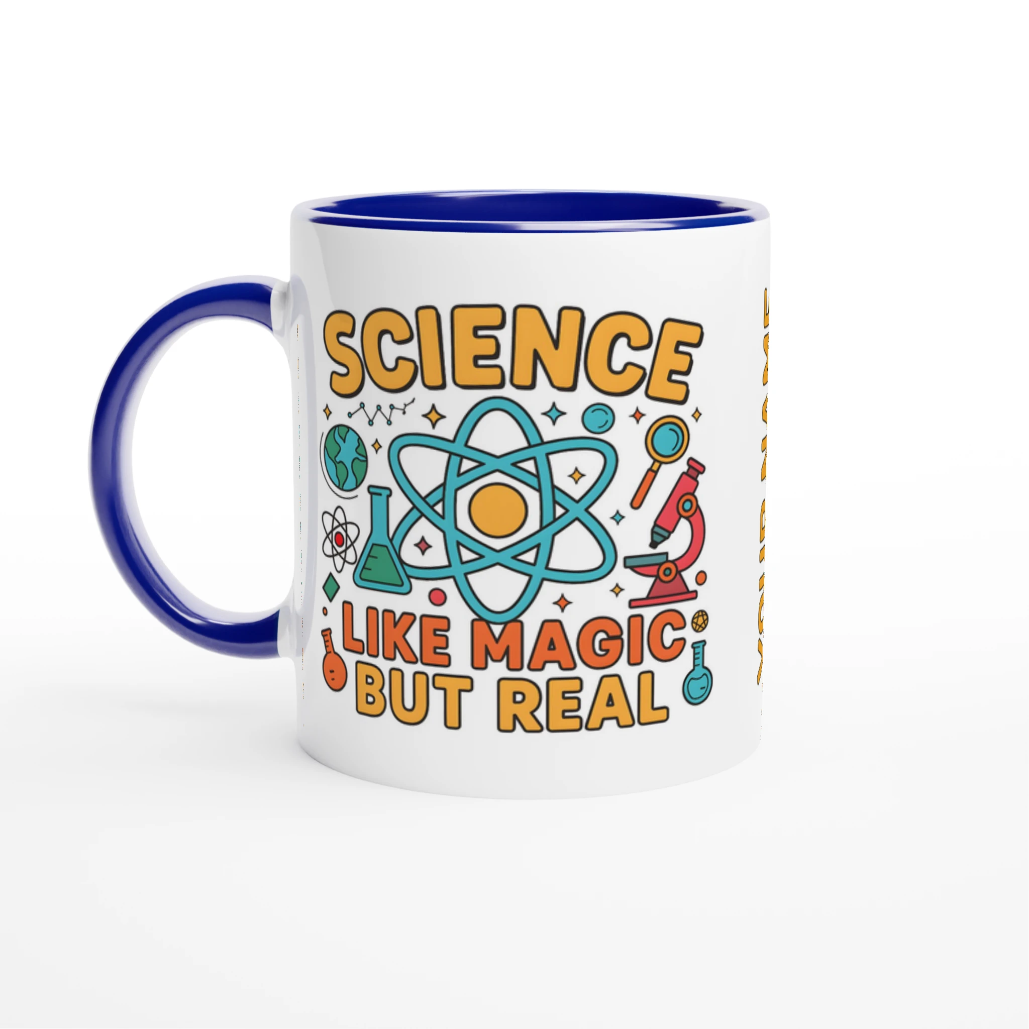Personalised - Science, Like Magic But Real - 11oz Ceramic Mug Ceramic Blue Personalised 11oz Mug Globally Fulfilled Science