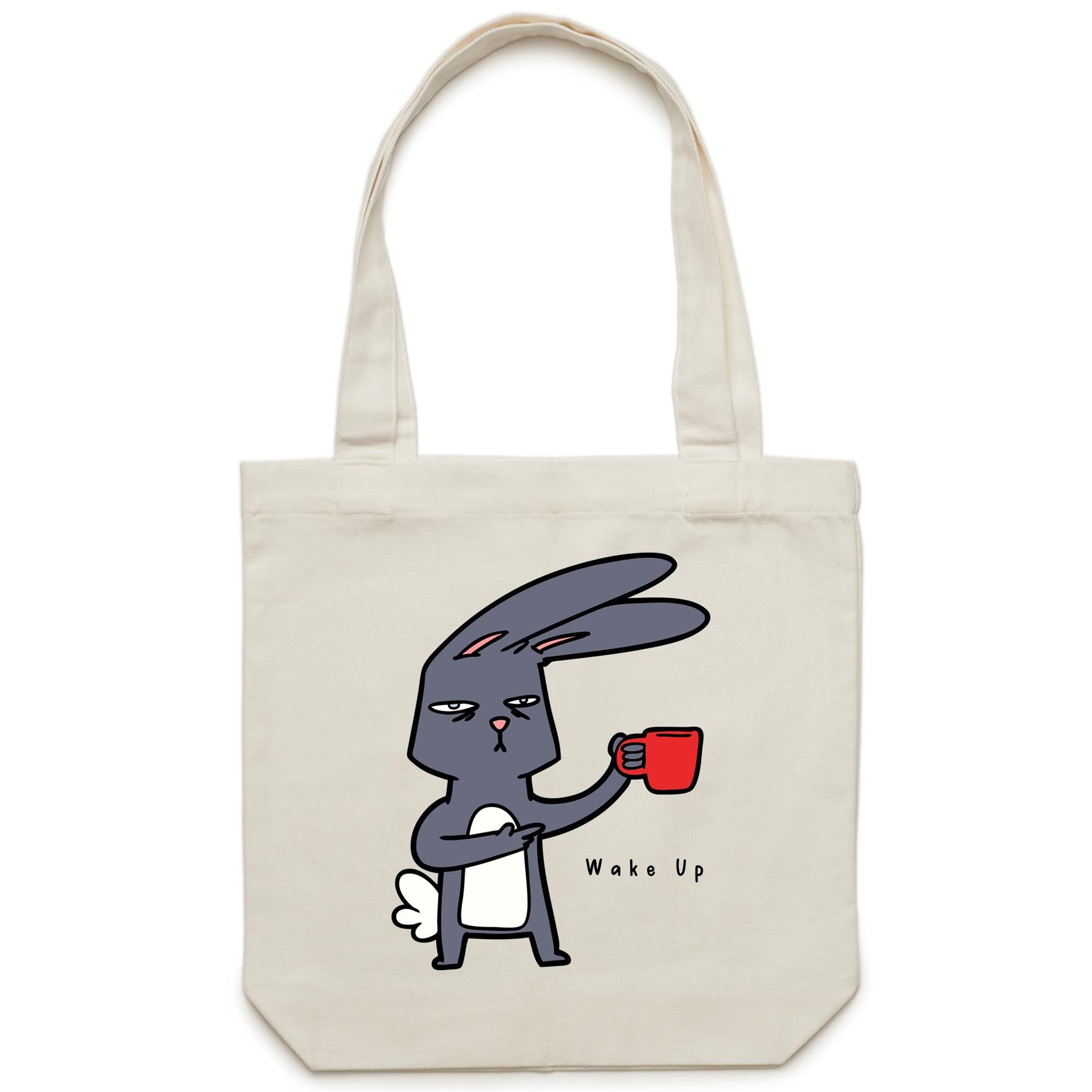 Wake Up, Rabbit Coffee - Canvas Tote Bag Default Title Tote Bag Printed In Australia