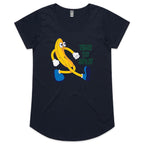 Banana, Time To Split - Womens Scoop Neck T-Shirt Navy Womens Scoop Neck T-shirt Food Printed In Australia