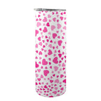 Pink Hearts On White - 20oz Tall Skinny Tumbler with Lid and Straw