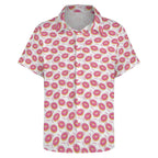 Pink Doughnuts Women's Collared Pocketless Short Sleeve Shirt