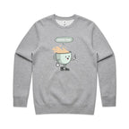 Coffee Time - AS Colour Stencil Crew Grey Marle Sweatshirt Coffee Printed In Australia