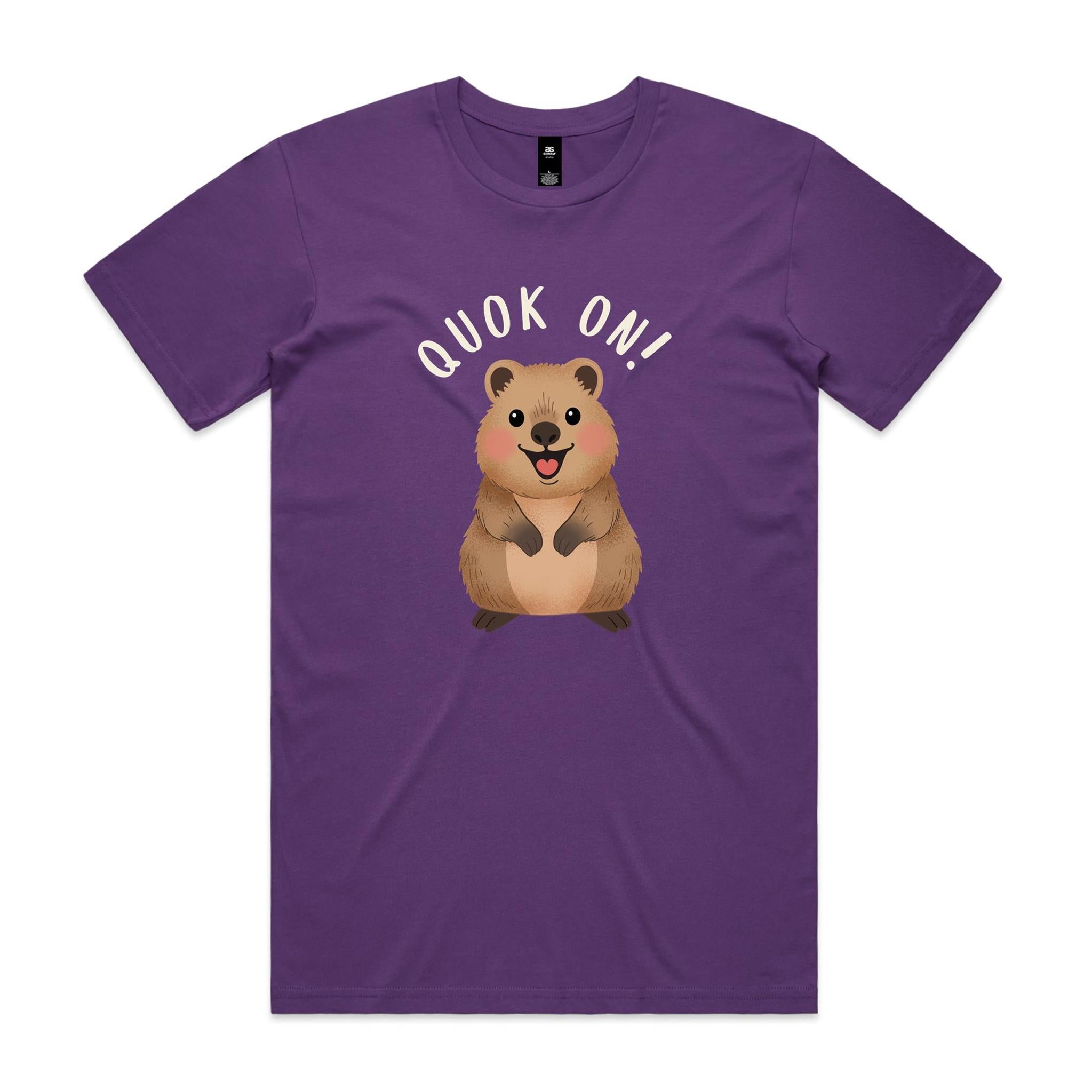 Quokka, Quok On Men's AS Colour T-shirt Purple Mens T-shirt animal Printed In Australia