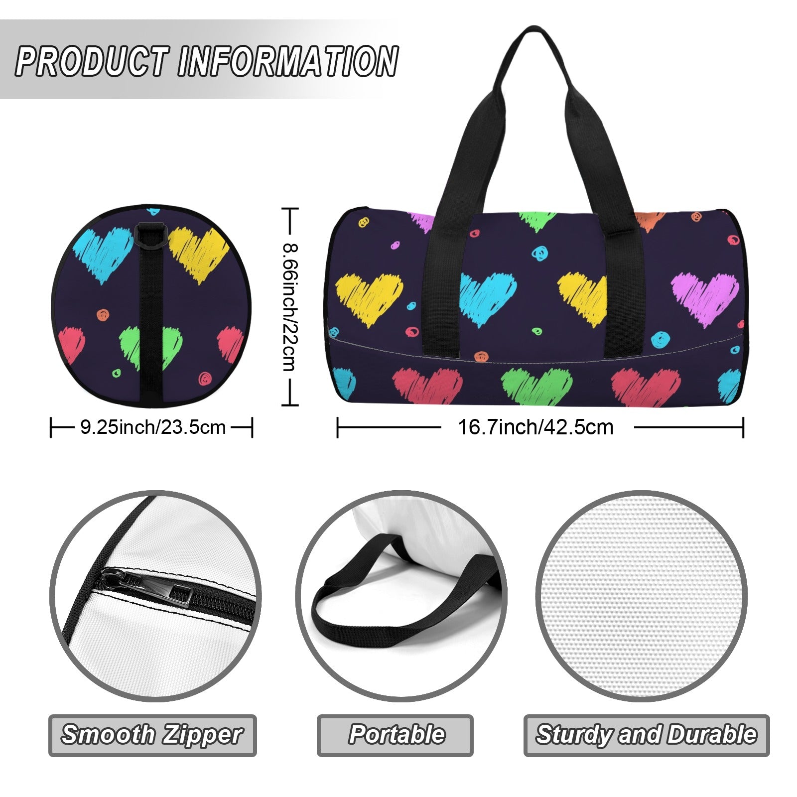 Colourful Hearts Duffle Bag Duffle Bag Printed Offshore