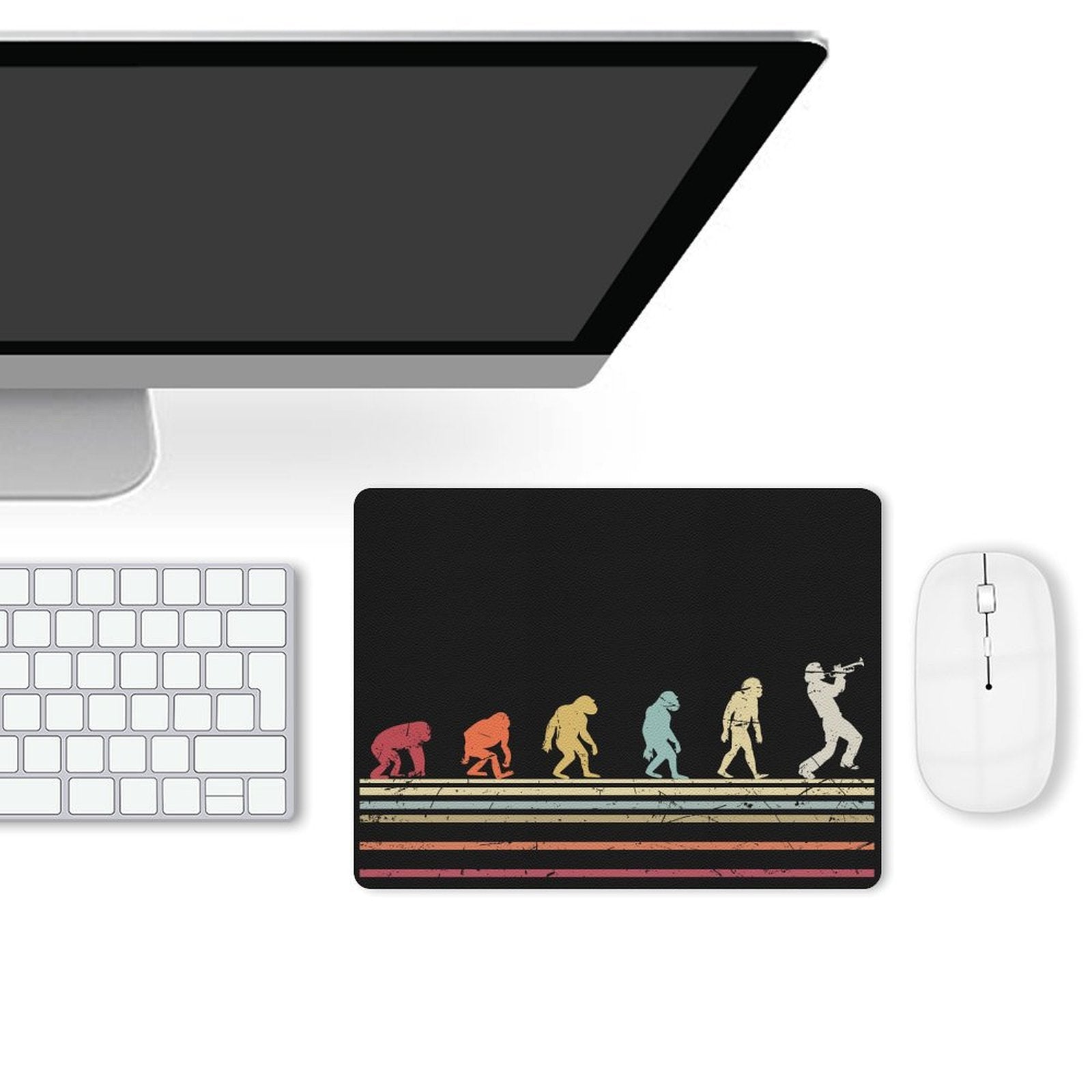 Evolution Of A Trumpet Player Leather Mouse Pad Leather Mouse Pad Music Printed Offshore