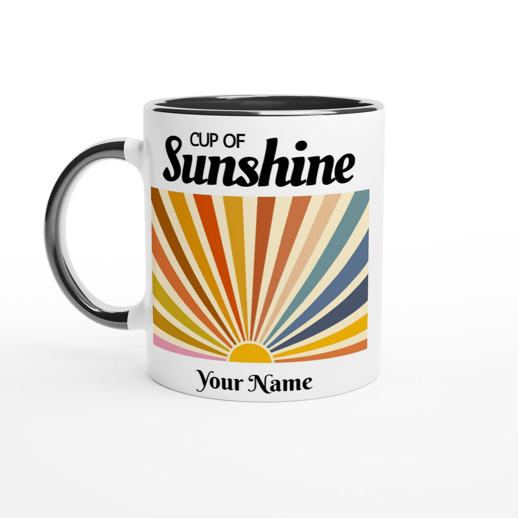 Personalised - Cup Of Sunshine - White 11oz Ceramic Mug with Colour Inside Ceramic Black Personalised 11oz Mug Customise Globally Fulfilled Name Personalise retro