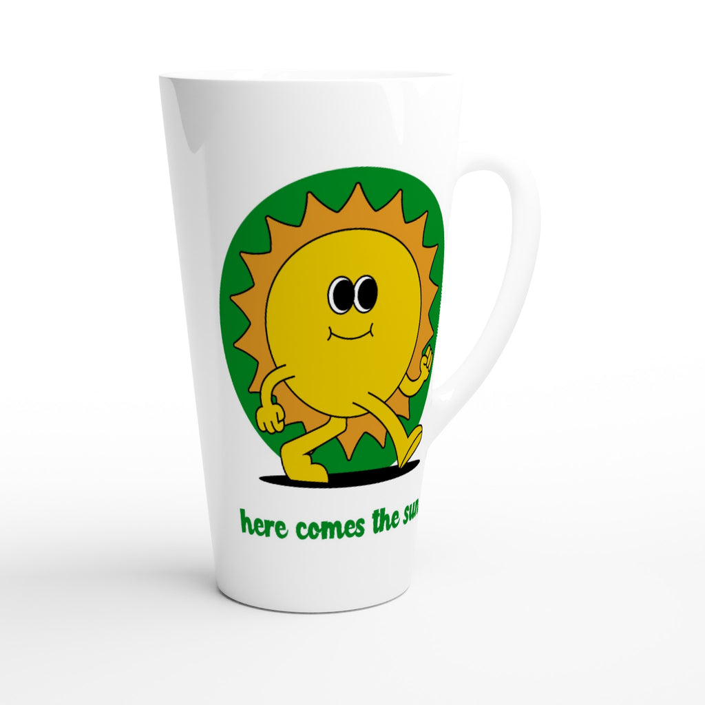Here Comes The Sun - White Latte 17oz Ceramic Mug Latte Mug Globally Fulfilled Summer