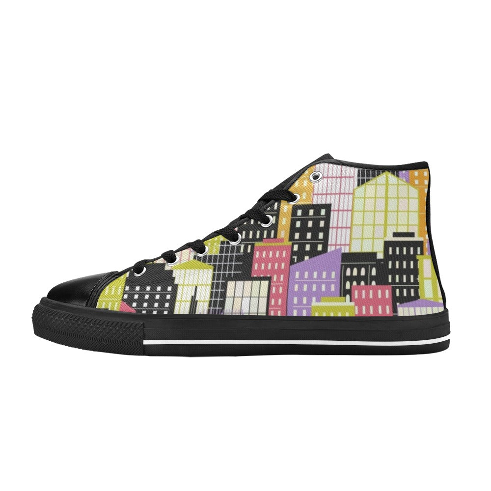 City Scape - Men's High Top Canvas Shoes
