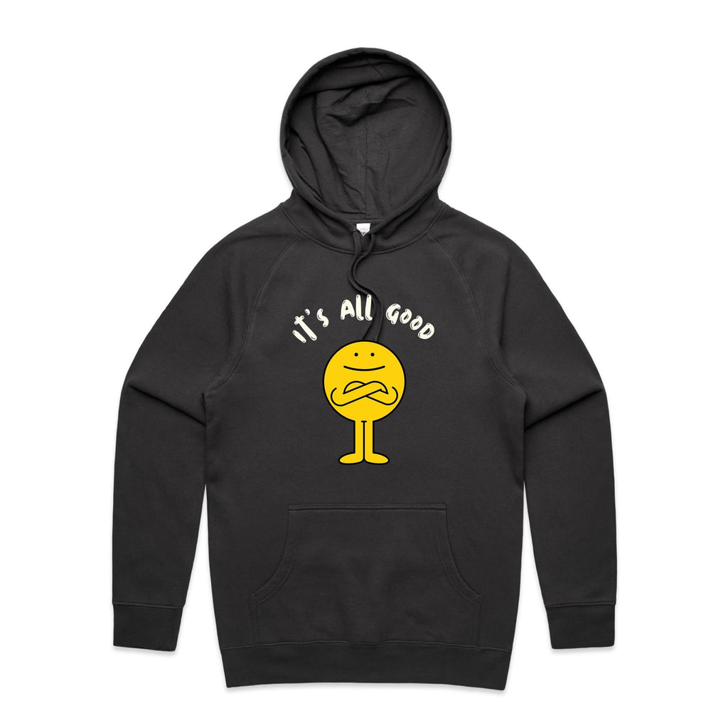 It's All Good - Mens Hoodie Coal Mens Hoodie Positivity Printed In Australia