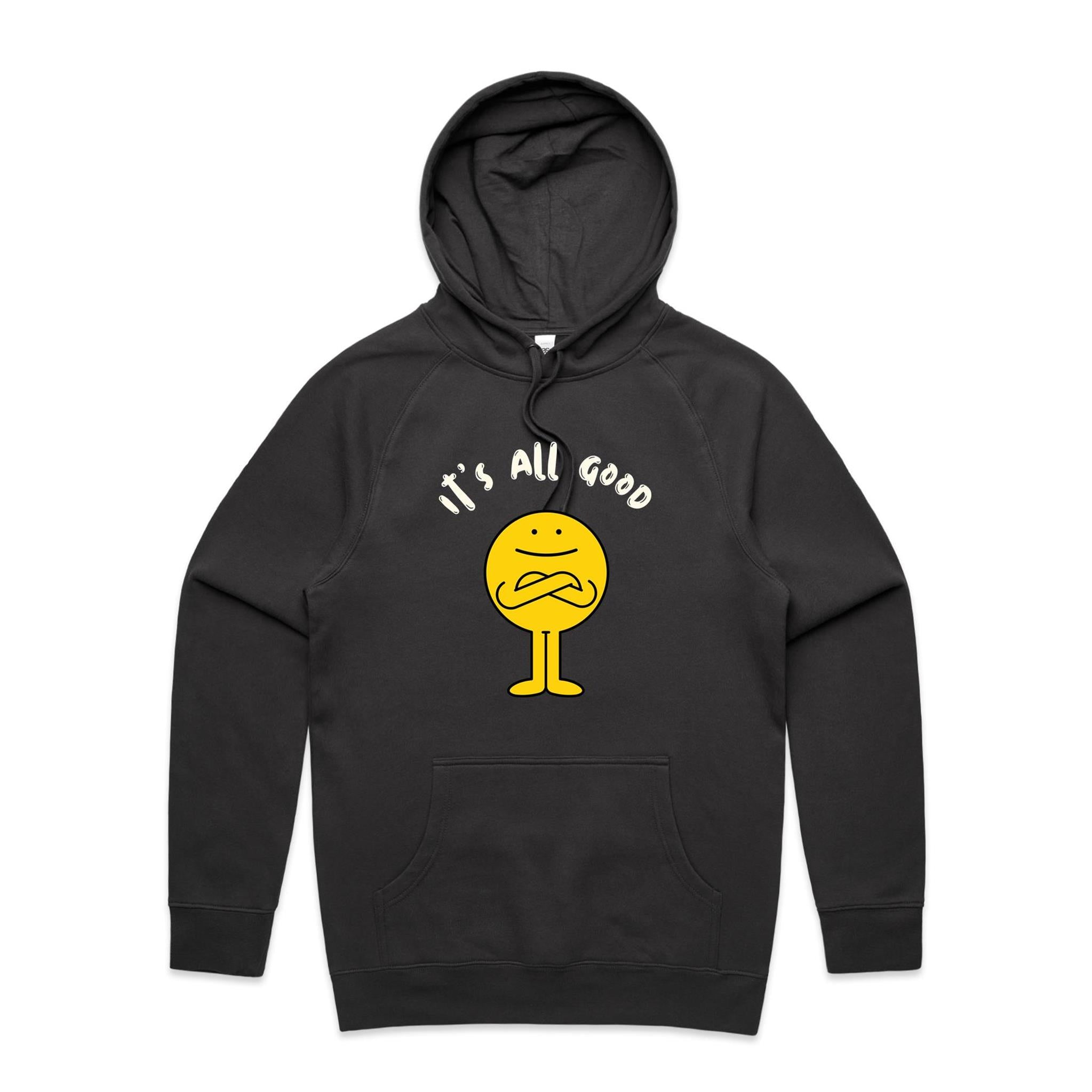 It's All Good - Mens Hoodie Coal Mens Hoodie Positivity Printed In Australia