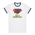 I'm A Super Dad - Staple Ringer Tee White Navy Ringer T-Shirt Dad Printed In Australia