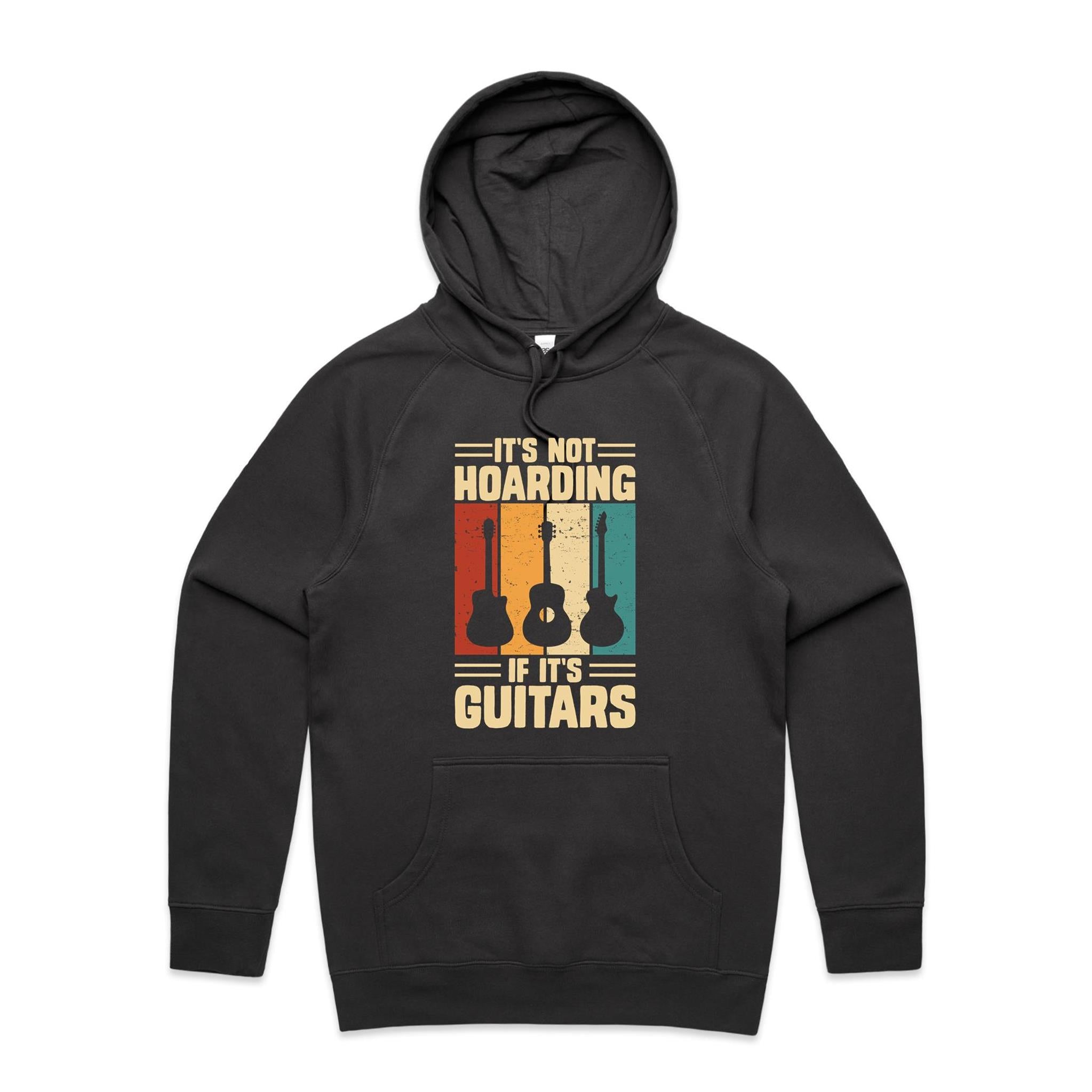 It's Not Hoarding If It's Guitars - Mens Hoodie Coal Mens Hoodie Music Printed In Australia