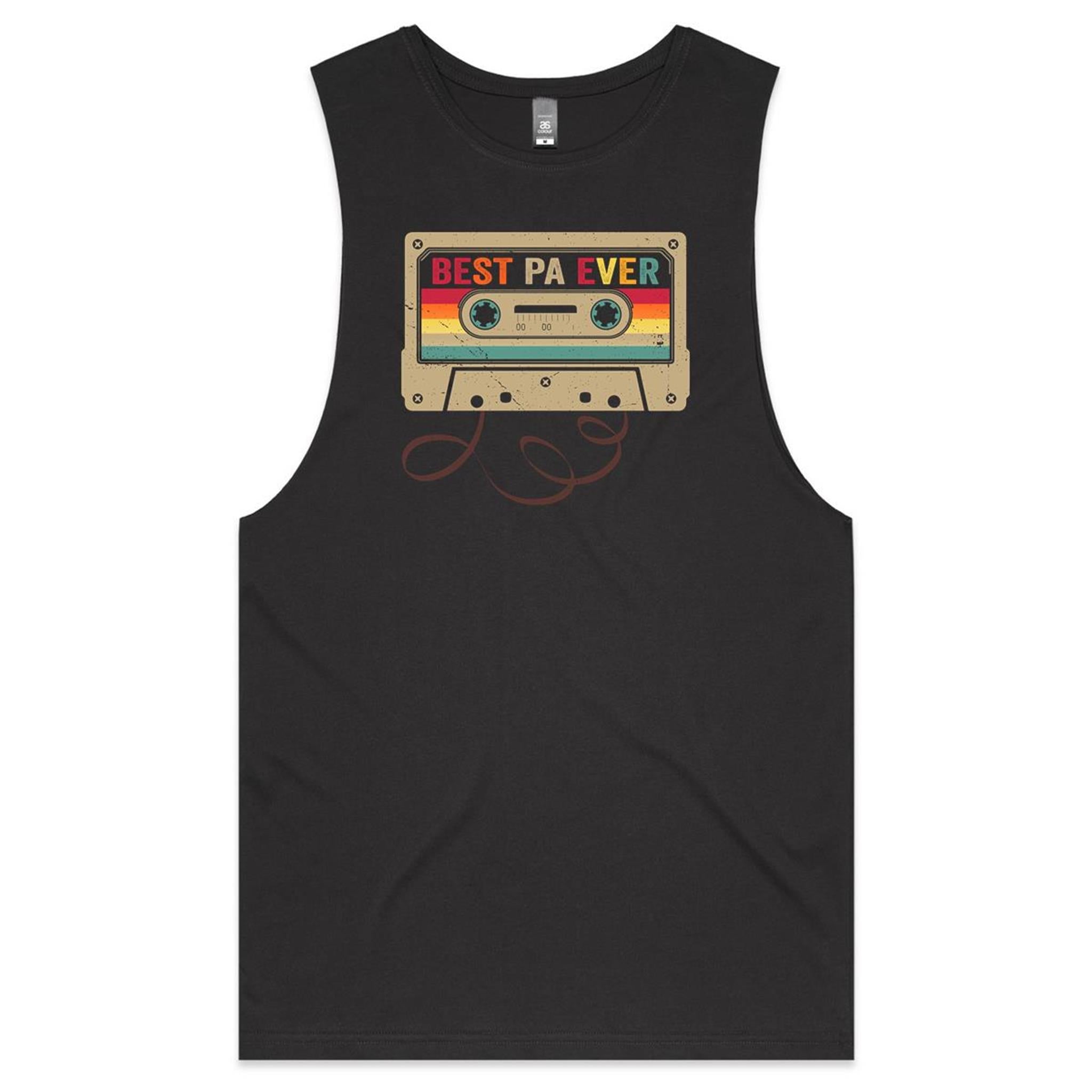 Best Pa Ever, Cassette Tape - Mens Tank Top Tee Coal Drop Arm Tank Top Dad Music Printed In Australia Retro