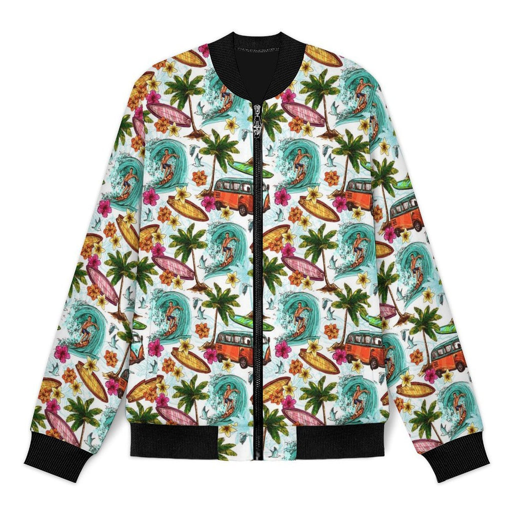 Surfing Safari Men's Casual Zip‑Up Bomber Jacket