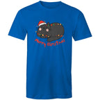 Merry Christmas Cat - Mens T-Shirt Bright Royal Mens Christmas T-shirt Christmas Printed In Australia