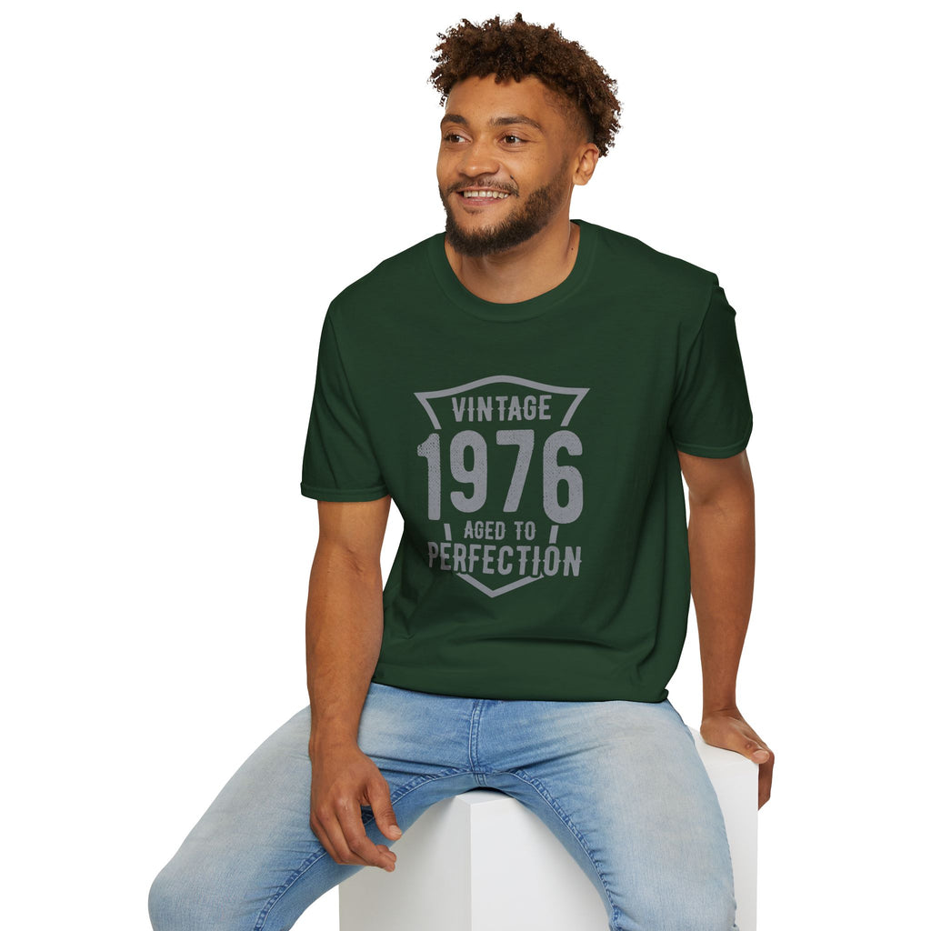 Turning 50, Vintage 1976, Aged To Perfection Unisex Softstyle T-Shirt Unisex Adult T-shirt Australian Printer Birthday
