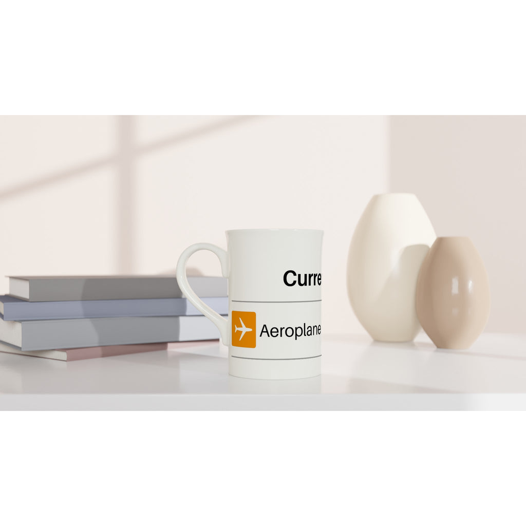 Currently On Aeroplane Mode - White 10oz Porcelain Slim Mug Porcelain Mug Globally Fulfilled