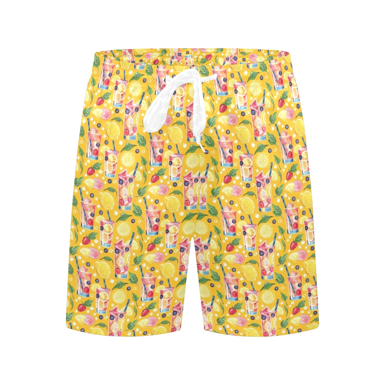 Tropical Fruit Drink Men's Mid-Length Beach Shorts Men's Mid-Length Beach Shorts Food Printed Offshore