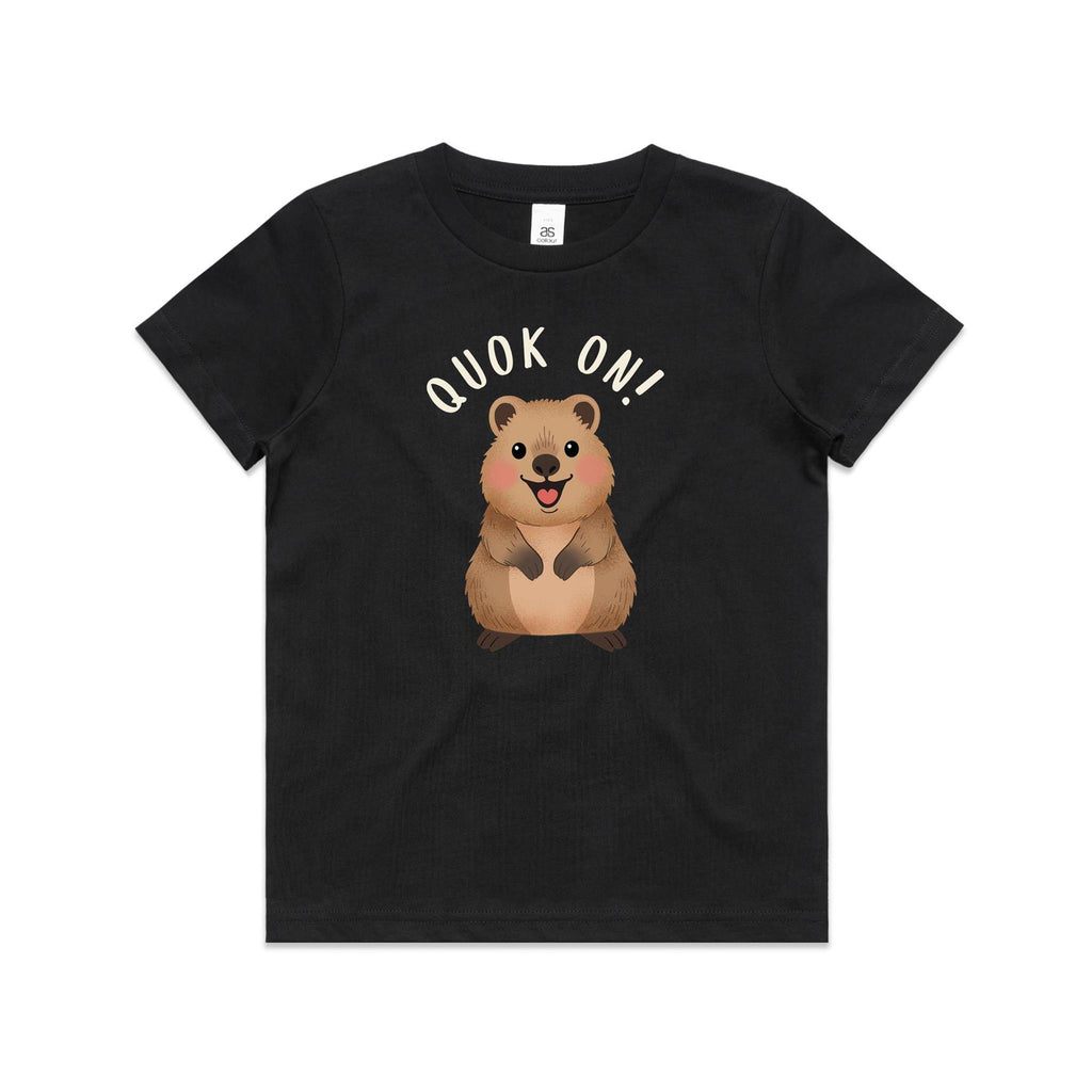 Quokka, Quok On Kid's AS Colour T-shirt Black Kids T-shirt animal Printed In Australia