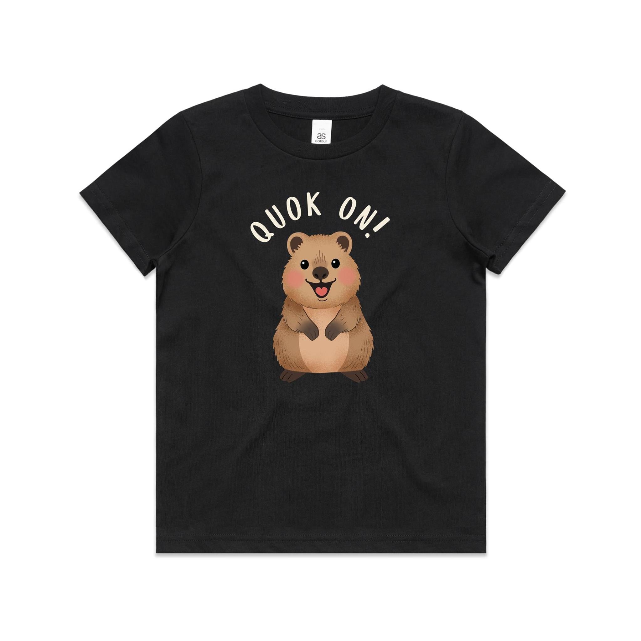 Quokka, Quok On Kid's AS Colour T-shirt Black Kids T-shirt animal Printed In Australia