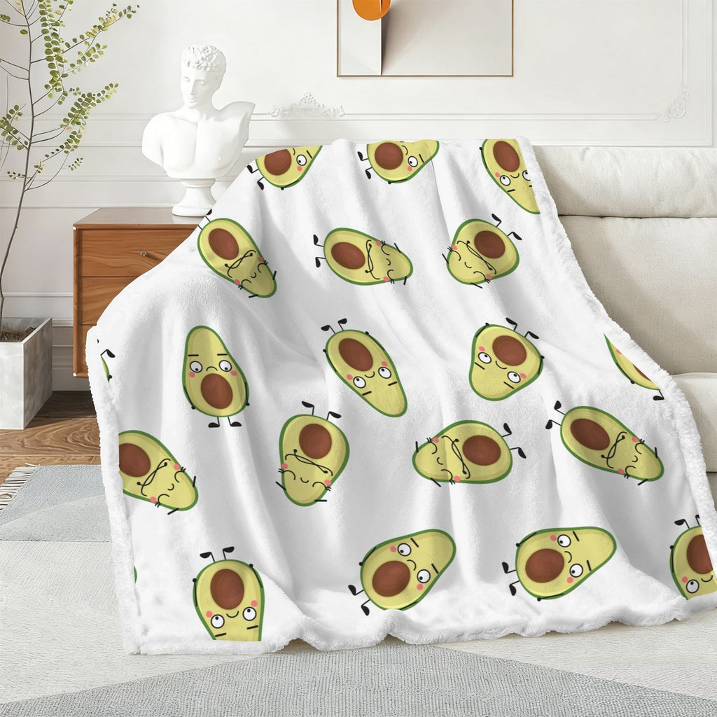 Avocado Characters - Double-Layer Fleece Blanket 51"x59"