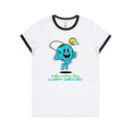 Make Every Day A Happy Earth Day - Women's Ringer Tee White Black Womens Ringer T-shirt Environment Printed In Australia