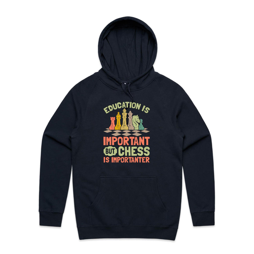 Chess And Education - Mens Hoodie Navy Mens Hoodie Chess Games Printed In Australia