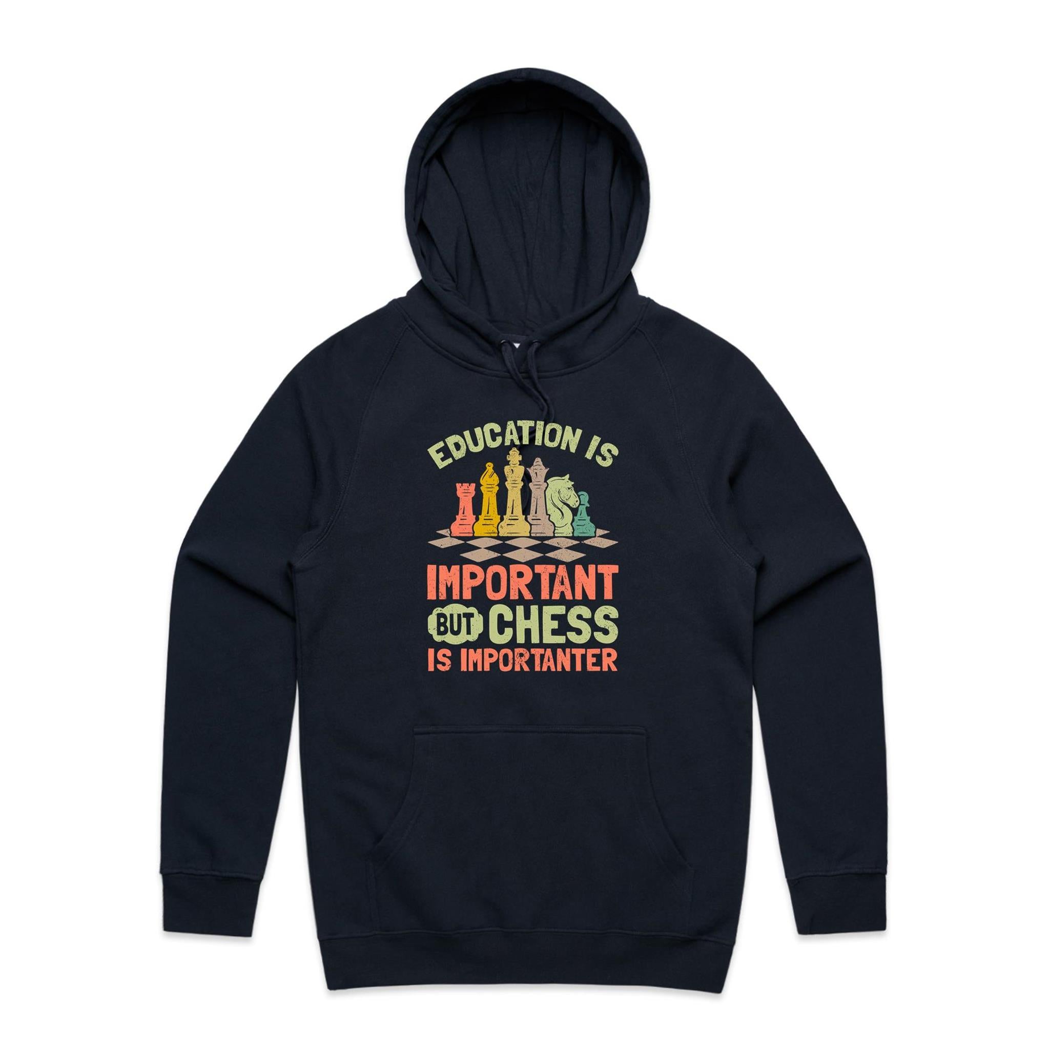 Chess And Education - Mens Hoodie Navy Mens Hoodie Chess Games Printed In Australia