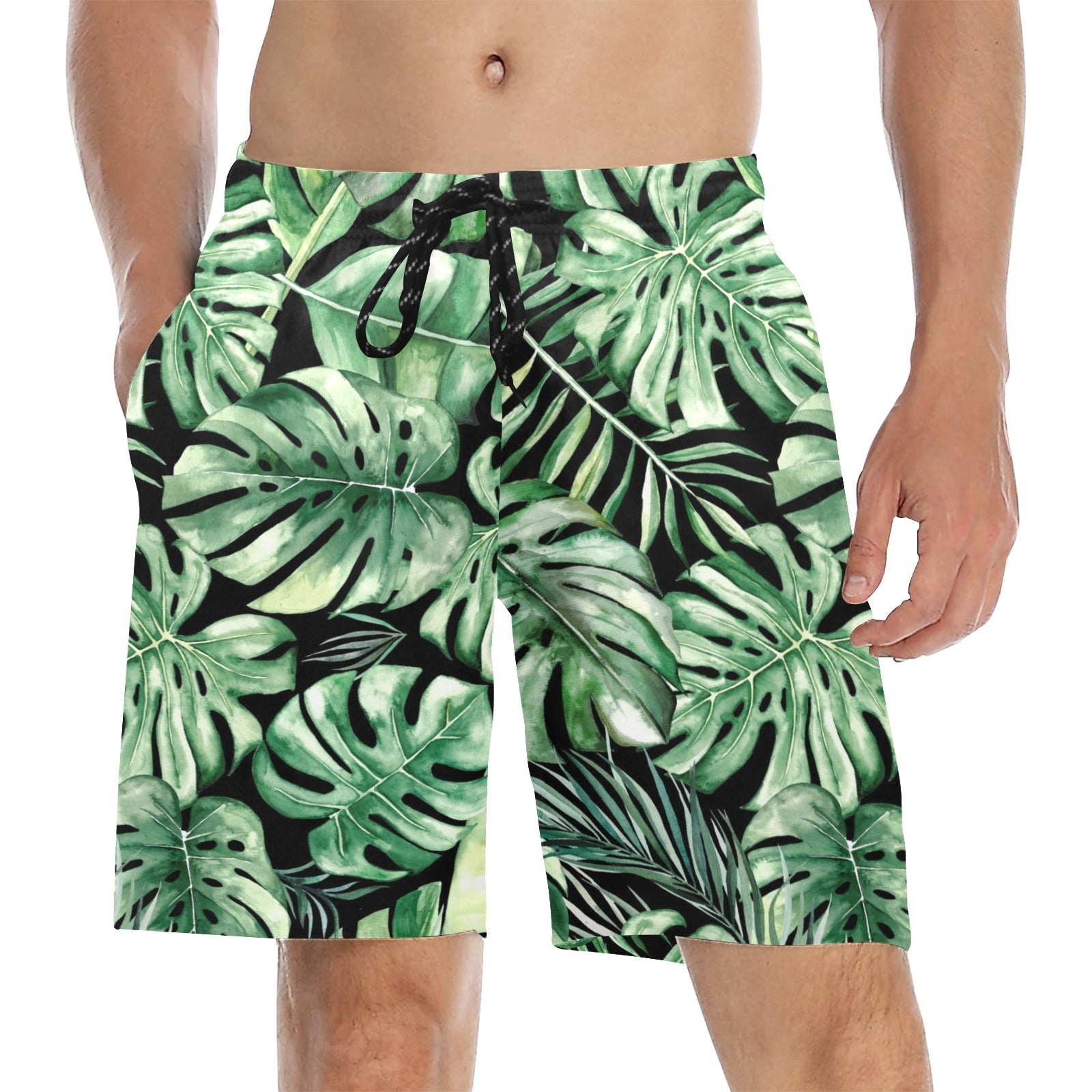 Jungle Leaves - Men's Mid-Length Beach Shorts 5XL Men's Mid-Length Beach Shorts Plants Printed Offshore