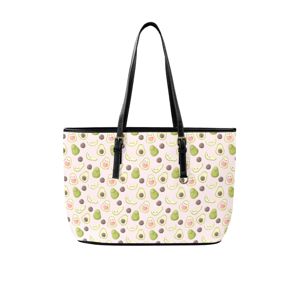 Avocado Love PU Leather Tote Bag Large One Size Leather Tote Bag-Large Food Printed Offshore