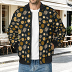 Planets Men's Casual Zip‑Up Bomber Jacket