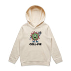 Cell-fie Cell Selfie Kids AS Colour Hoodie Ecru Kids Hoodie Printed In Australia Science